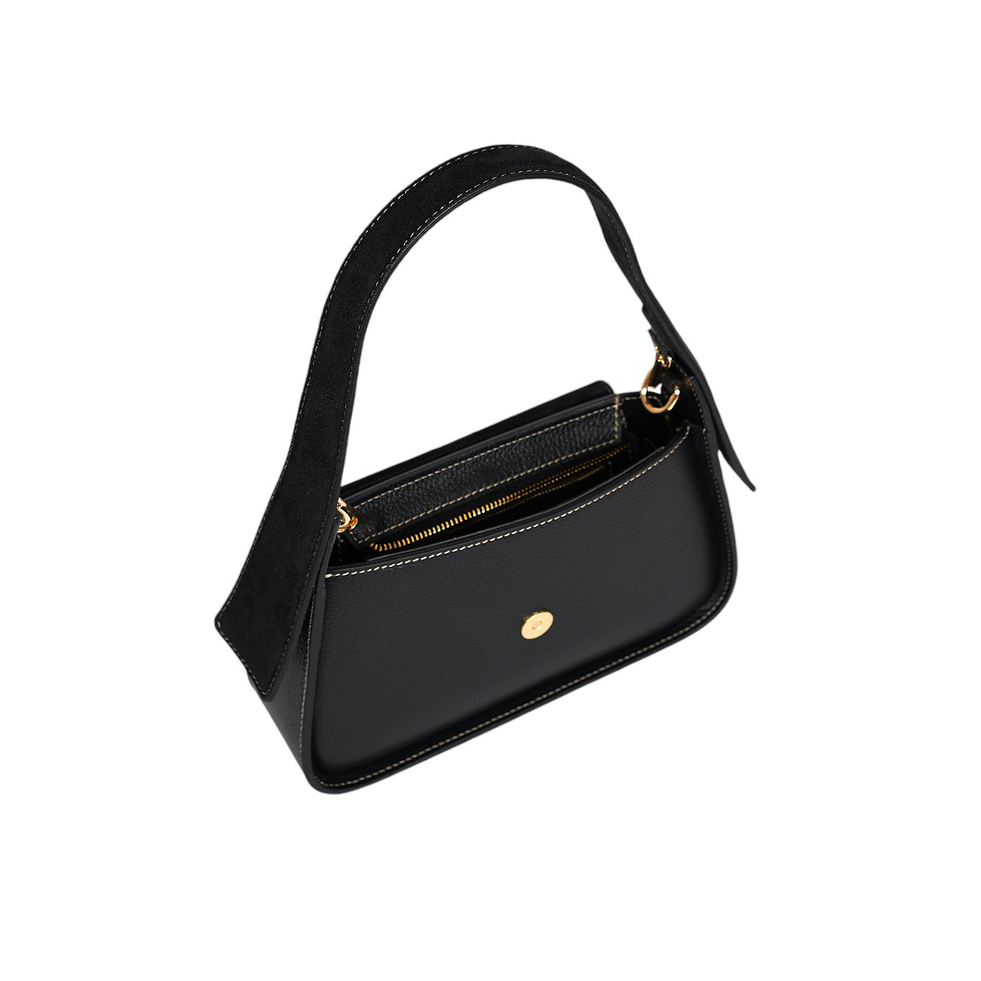 Borsa a spalla da donna in vera pelle di vitello e pelle scamosciata con tracolla regolabile mod. Emma