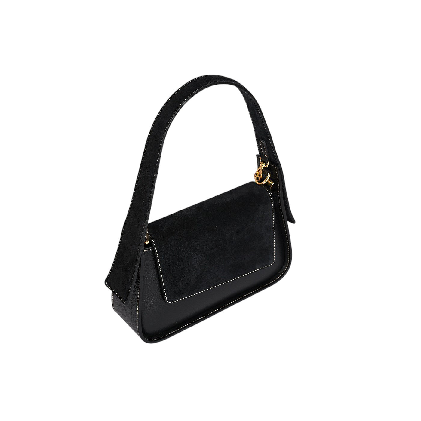 Borsa a spalla da donna in vera pelle di vitello e pelle scamosciata con tracolla regolabile mod. Emma