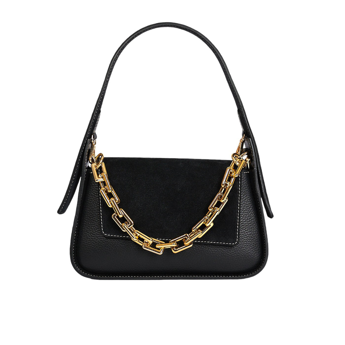 Borsa a spalla da donna in vera pelle di vitello e pelle scamosciata con tracolla regolabile mod. Emma