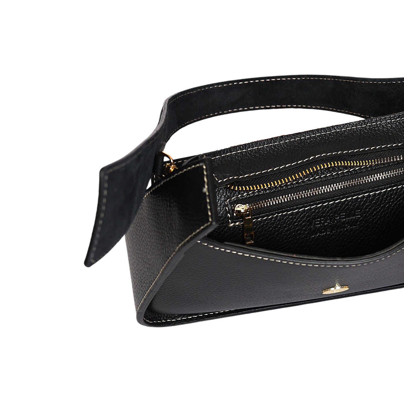 Borsa a spalla da donna in vera pelle di vitello e pelle scamosciata con tracolla regolabile mod. Emma