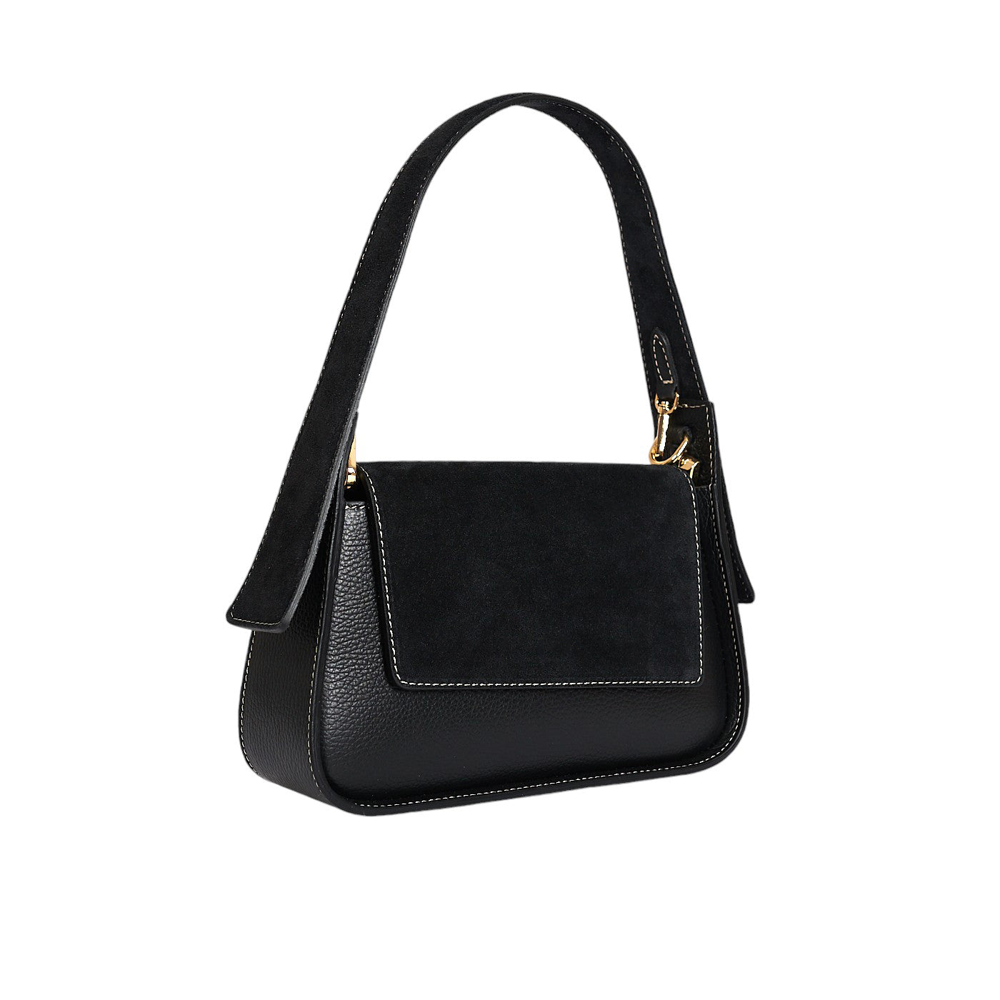 Borsa a spalla da donna in vera pelle di vitello e pelle scamosciata con tracolla regolabile mod. Emma