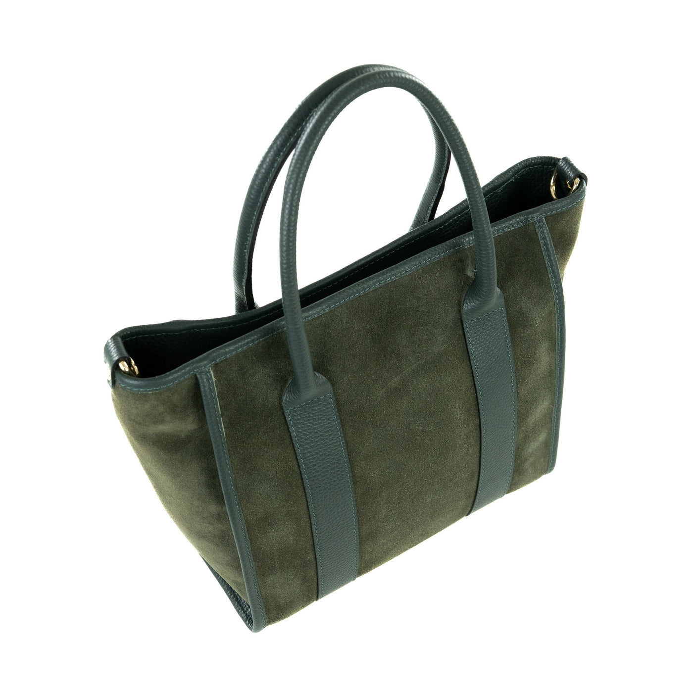 Borsa shopping donna con doppio manico in vera pelle di vitello e in pelle scamosciata con tracolla regolabile mod. Faty