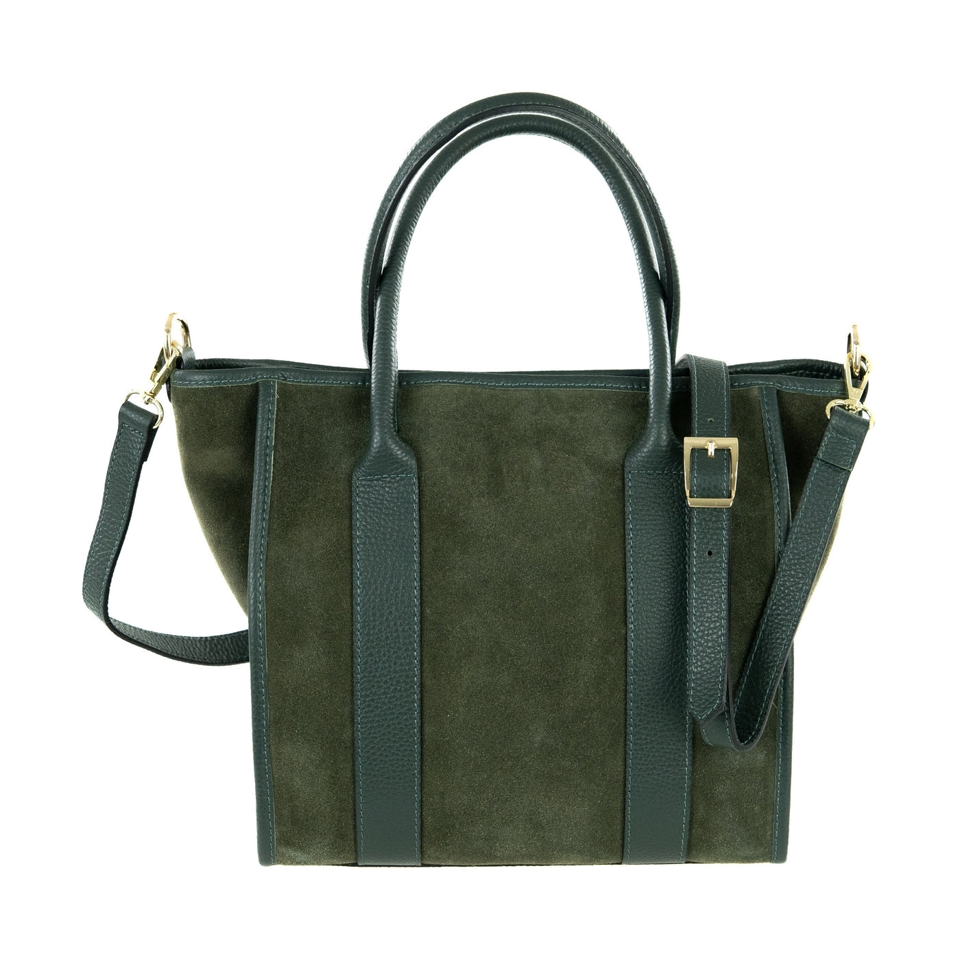 Borsa shopping donna con doppio manico in vera pelle di vitello e in pelle scamosciata con tracolla regolabile mod. Faty