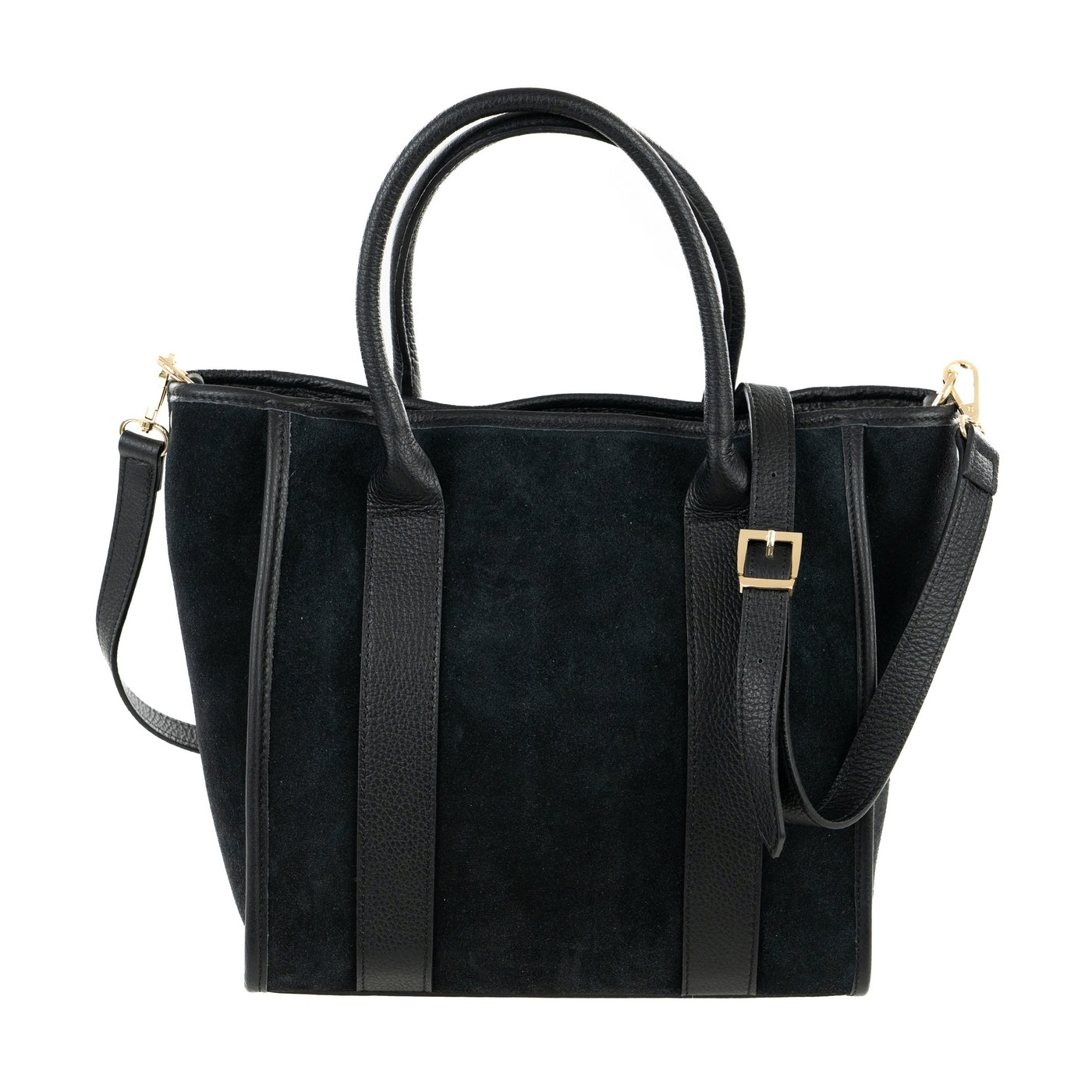 Borsa shopping donna con doppio manico in vera pelle di vitello e in pelle scamosciata con tracolla regolabile mod. Faty