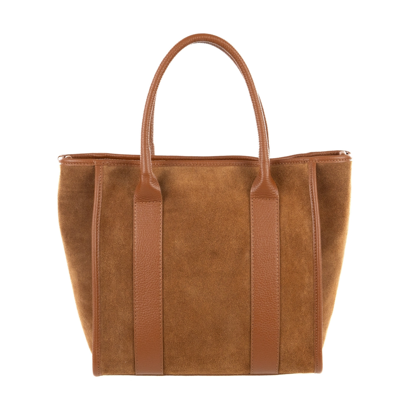 Borsa shopping donna con doppio manico in vera pelle di vitello e in pelle scamosciata con tracolla regolabile mod. Faty