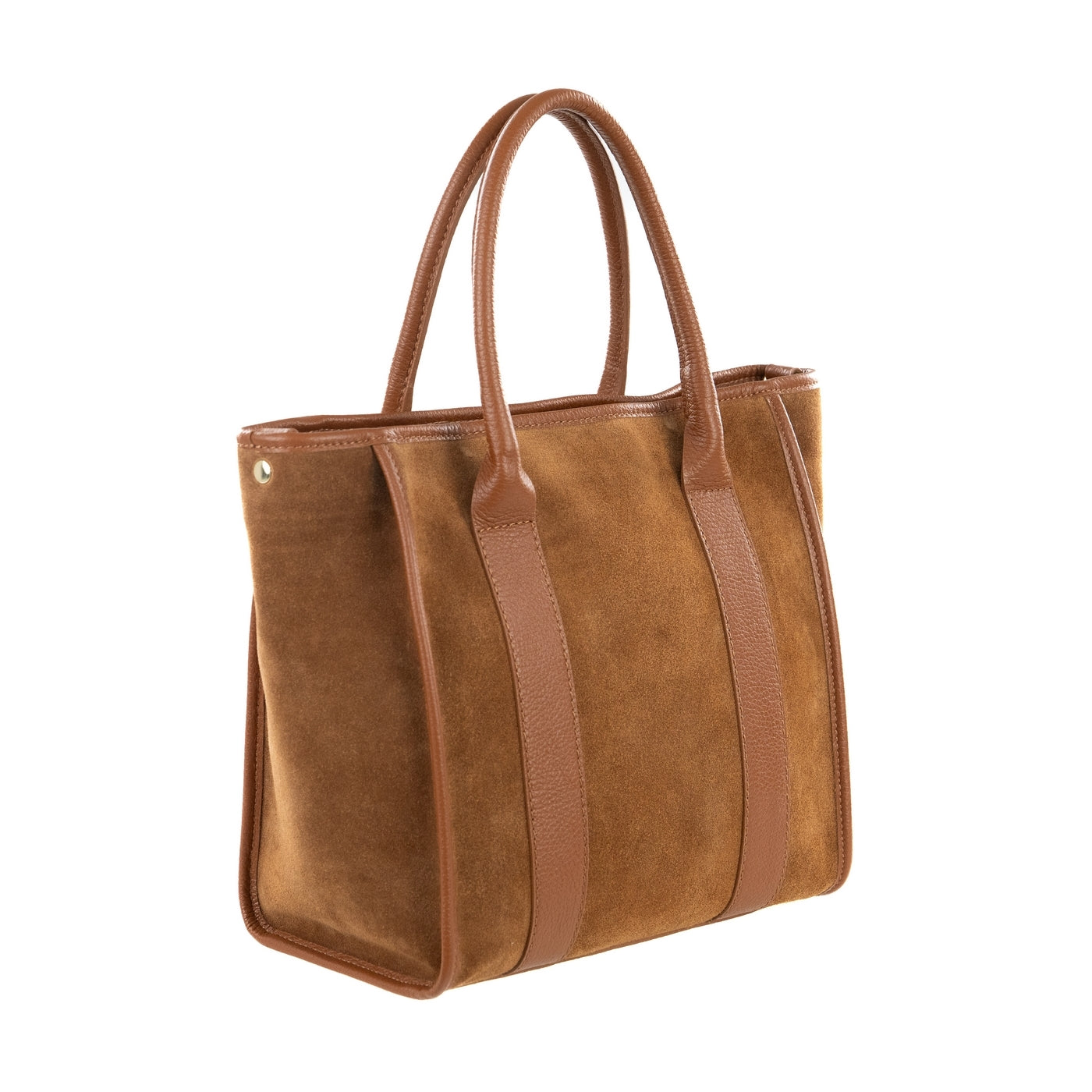 Borsa shopping donna con doppio manico in vera pelle di vitello e in pelle scamosciata con tracolla regolabile mod. Faty