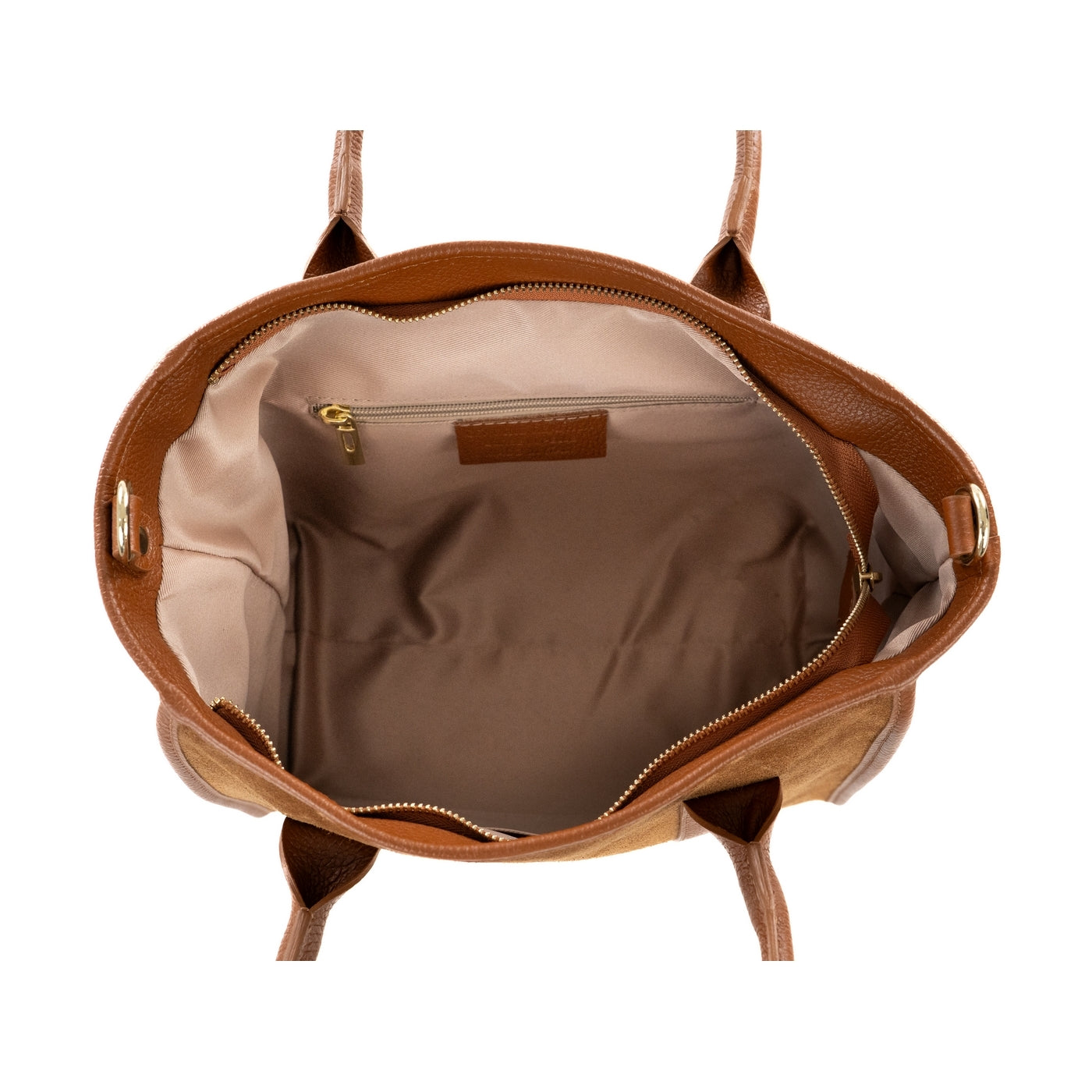 Borsa shopping donna con doppio manico in vera pelle di vitello e in pelle scamosciata con tracolla regolabile mod. Faty