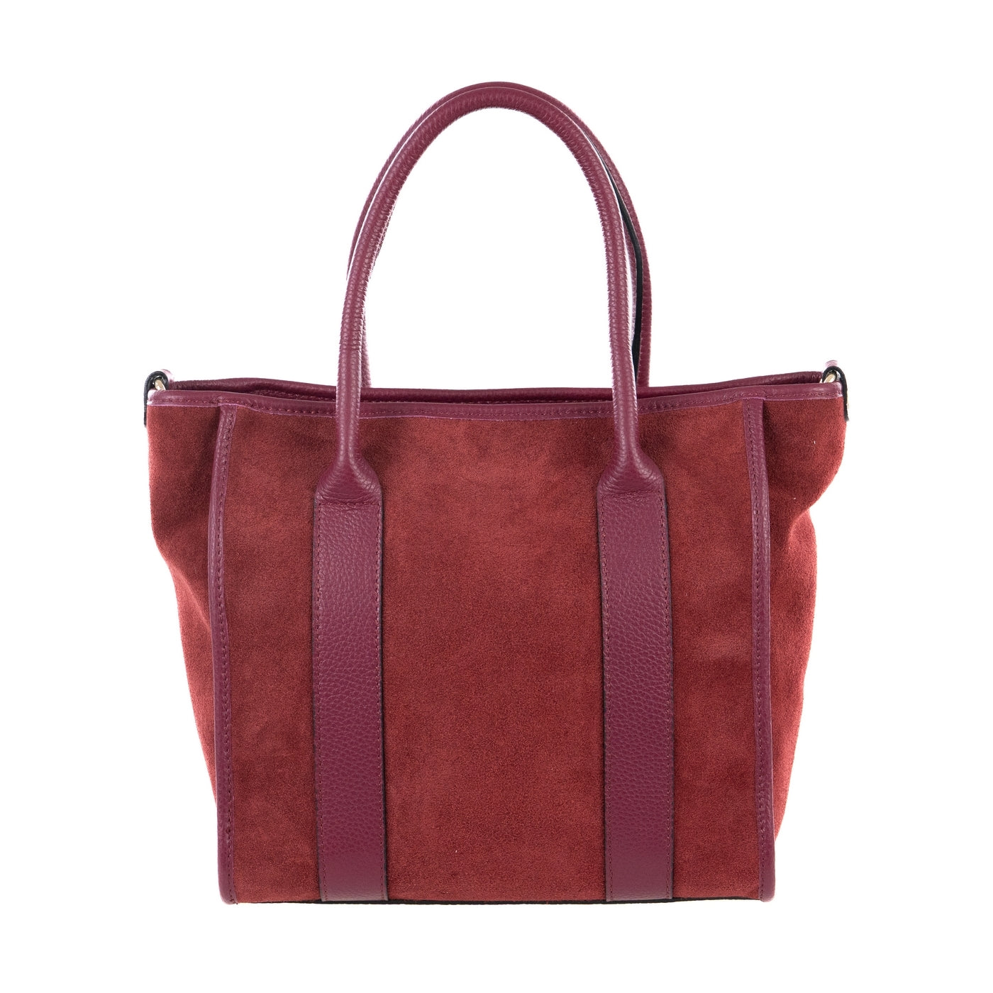 Borsa shopping donna con doppio manico in vera pelle di vitello e in pelle scamosciata con tracolla regolabile mod. Faty