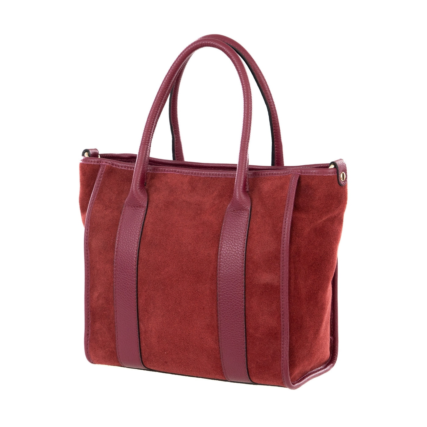 Borsa shopping donna con doppio manico in vera pelle di vitello e in pelle scamosciata con tracolla regolabile mod. Faty