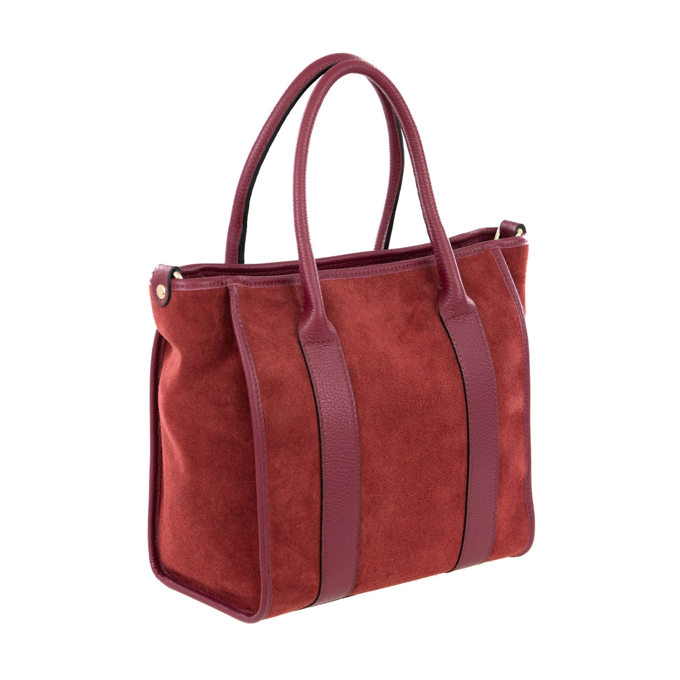 Borsa shopping donna con doppio manico in vera pelle di vitello e in pelle scamosciata con tracolla regolabile mod. Faty