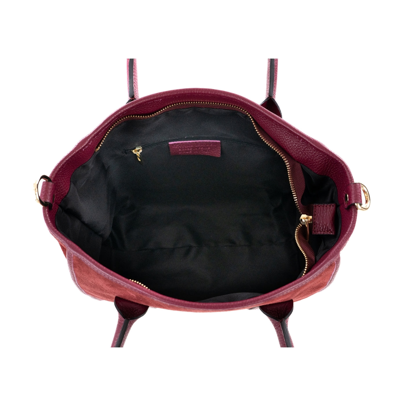 Borsa shopping donna con doppio manico in vera pelle di vitello e in pelle scamosciata con tracolla regolabile mod. Faty