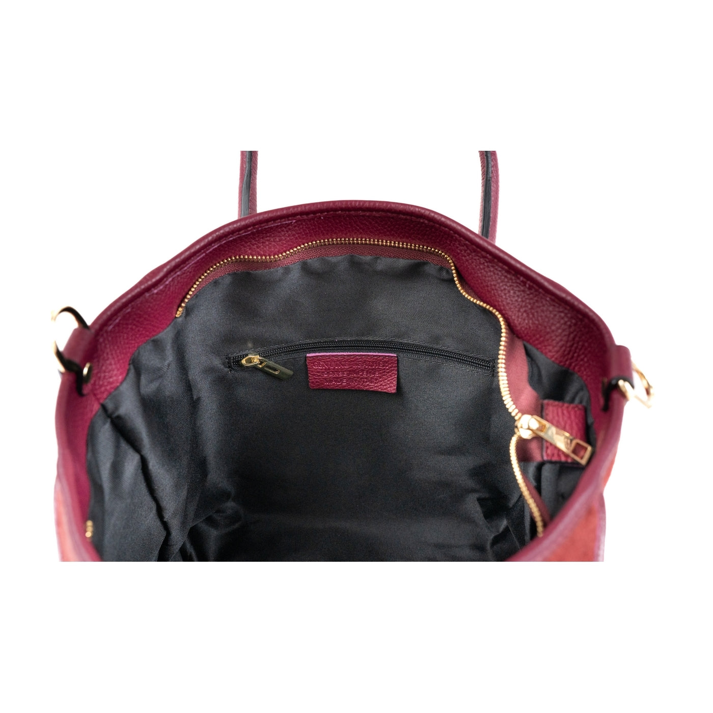 Borsa shopping donna con doppio manico in vera pelle di vitello e in pelle scamosciata con tracolla regolabile mod. Faty