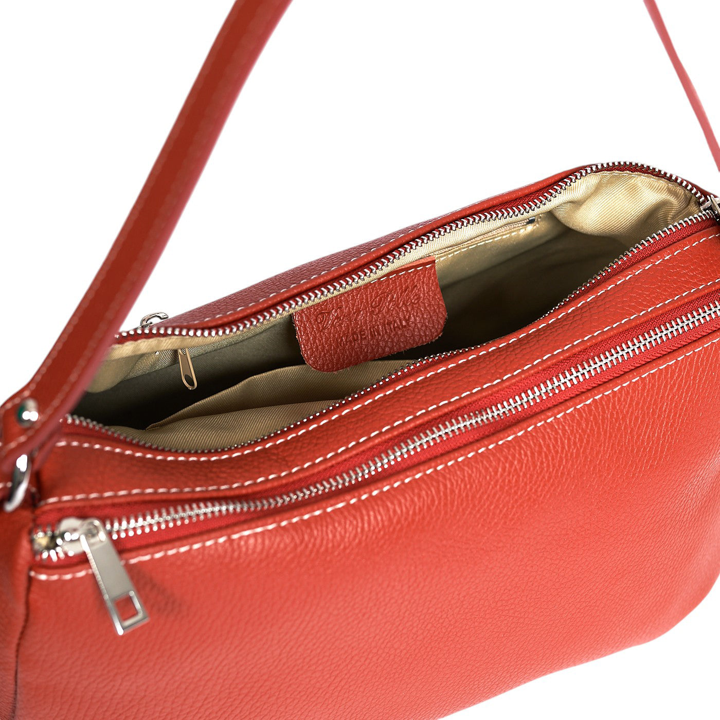 Borsa a spalla da donna in vera pelle con tracolla regolabile mod. Nina