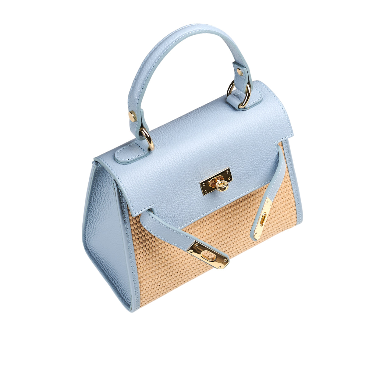 Borsa a spalla donna in vera pelle con tracolla regolabile mod. LILY-RAFIA