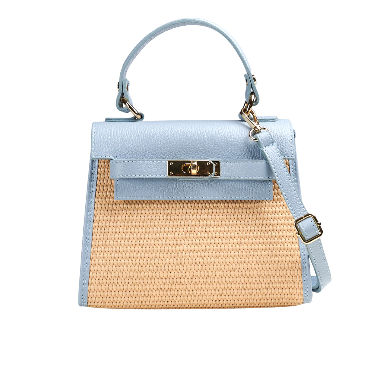 Borsa a spalla donna in vera pelle con tracolla regolabile mod. LILY-RAFIA