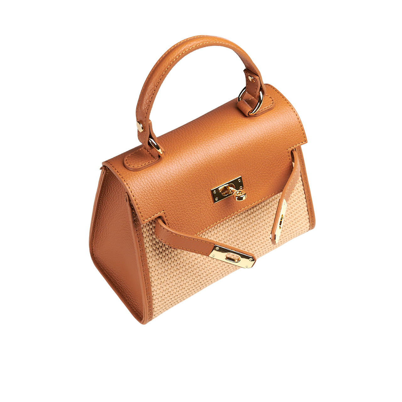 Borsa a spalla donna in vera pelle con tracolla regolabile mod. LILY-RAFIA