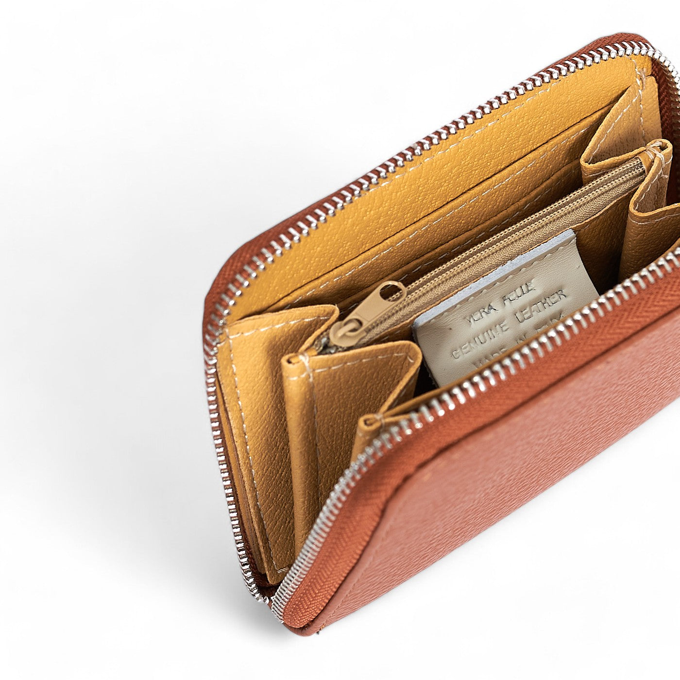 Portafoglio piccolo Unisex in Vera Pelle Chiusura con zip