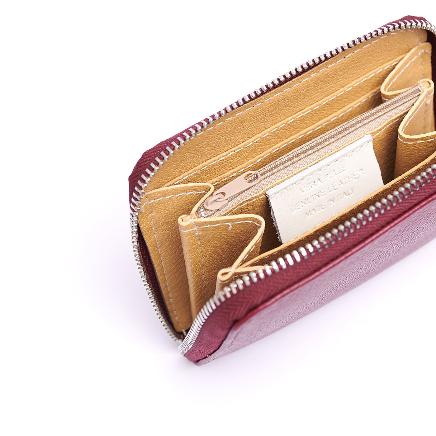 Portafoglio piccolo Unisex in Vera Pelle Chiusura con zip