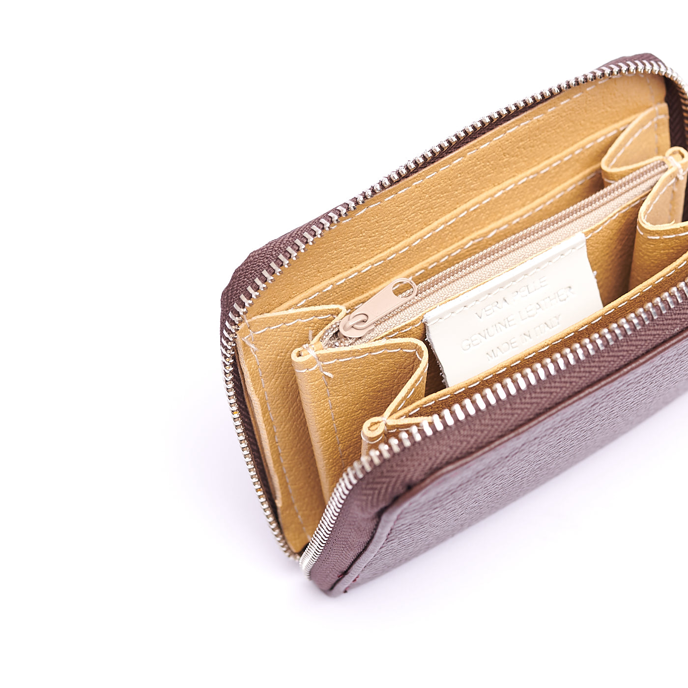 Portafoglio piccolo Unisex in Vera Pelle Chiusura con zip