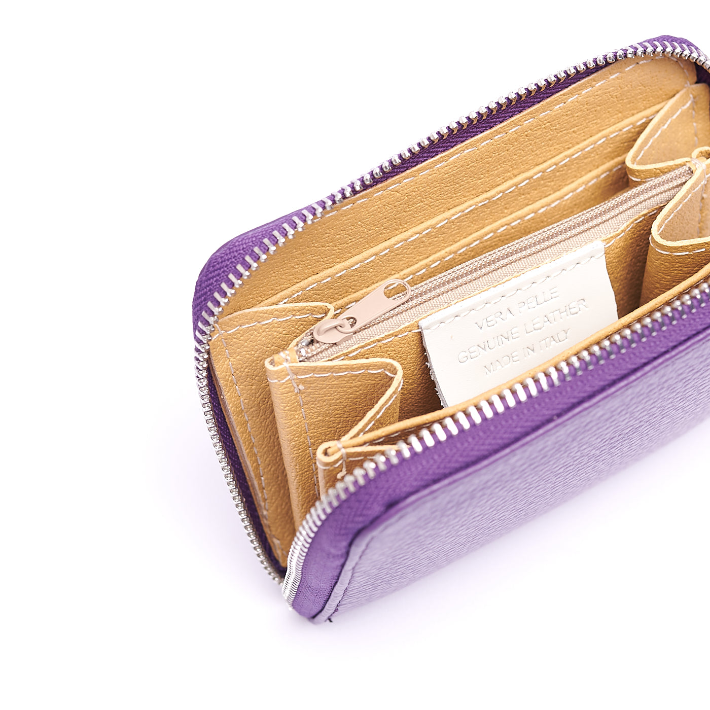 Portafoglio piccolo Unisex in Vera Pelle Chiusura con zip