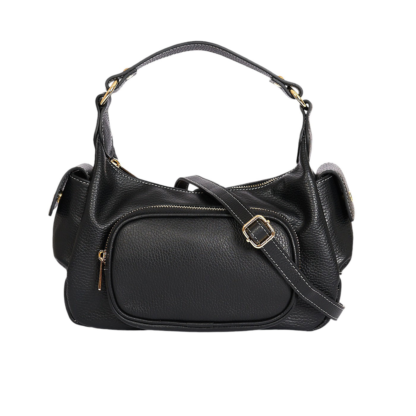 Borsa a spalla da donna in vera pelle di vitello con tracolla regolabile mod. Miranda