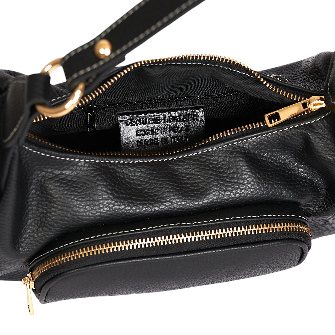 Borsa a spalla da donna in vera pelle di vitello con tracolla regolabile mod. Miranda