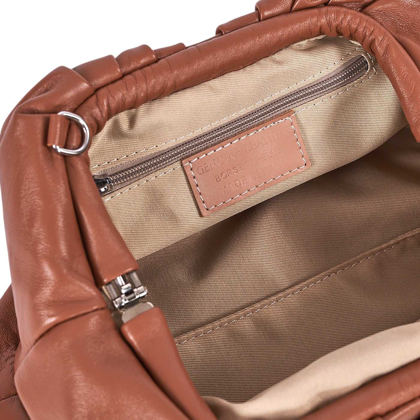 Borsa a mano da donna in vera pelle con tracolla regolabile mod. NUVOLA