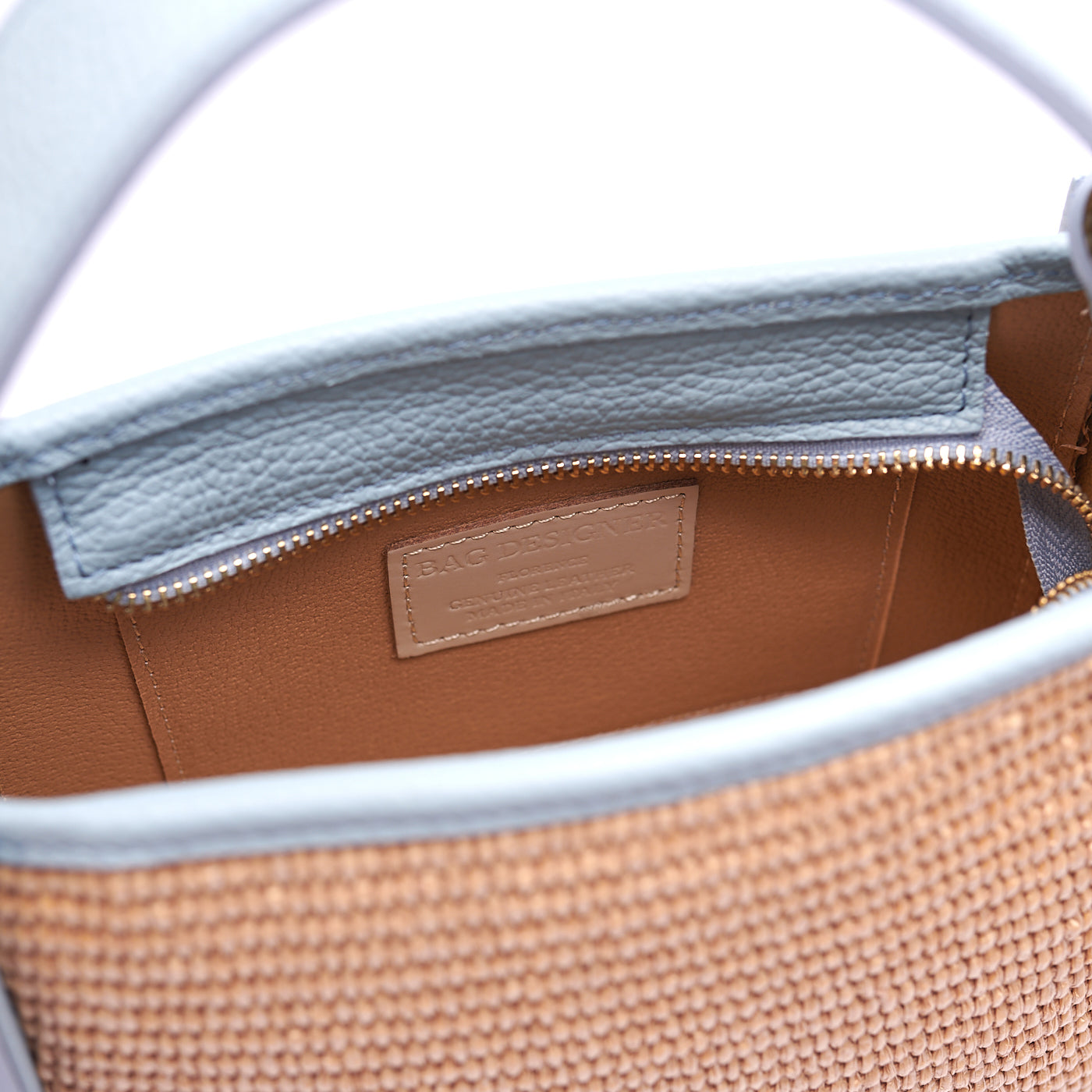 BORSA A SPALLA DA DONNA IN VERA PELLE E RAFIA CON TRACOLLA REGOLABILE MOD. CLARA-RAFIA