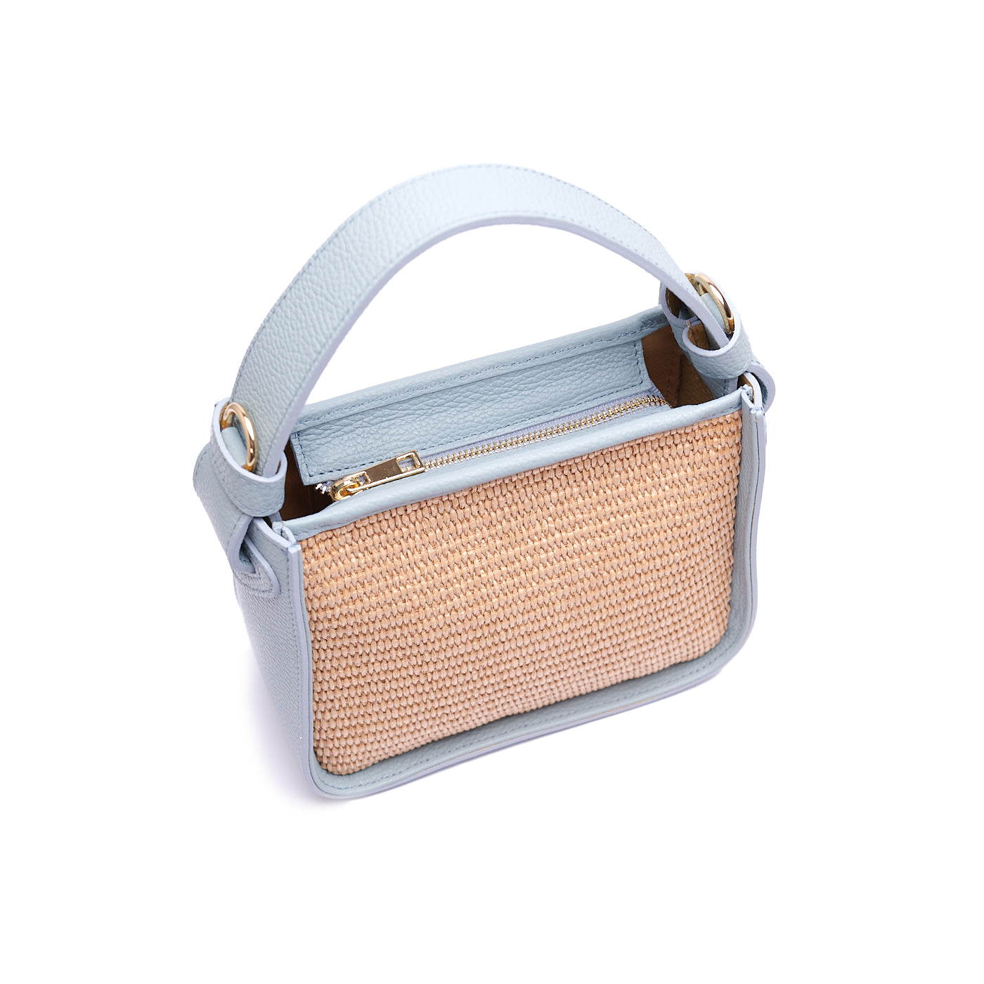 BORSA A SPALLA DA DONNA IN VERA PELLE E RAFIA CON TRACOLLA REGOLABILE MOD. CLARA-RAFIA