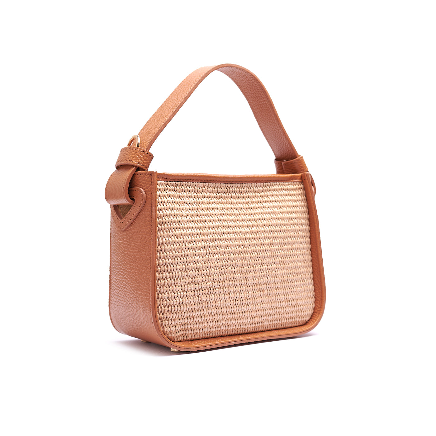 BORSA A SPALLA DA DONNA IN VERA PELLE E RAFIA CON TRACOLLA REGOLABILE MOD. CLARA-RAFIA