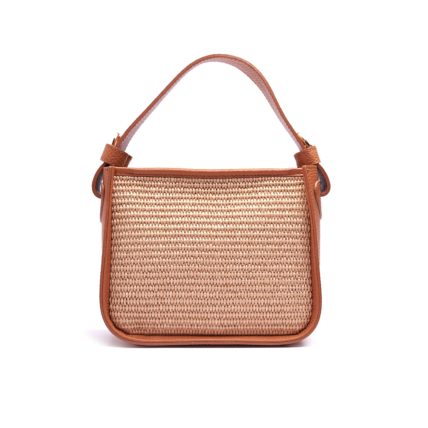 BORSA A SPALLA DA DONNA IN VERA PELLE E RAFIA CON TRACOLLA REGOLABILE MOD. CLARA-RAFIA