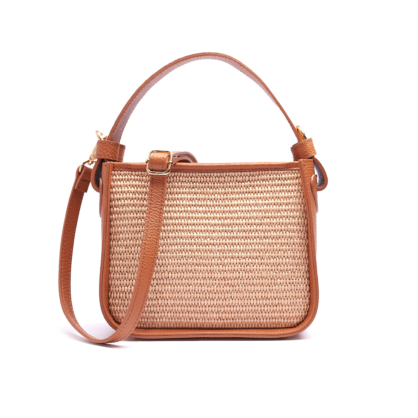 BORSA A SPALLA DA DONNA IN VERA PELLE E RAFIA CON TRACOLLA REGOLABILE MOD. CLARA-RAFIA