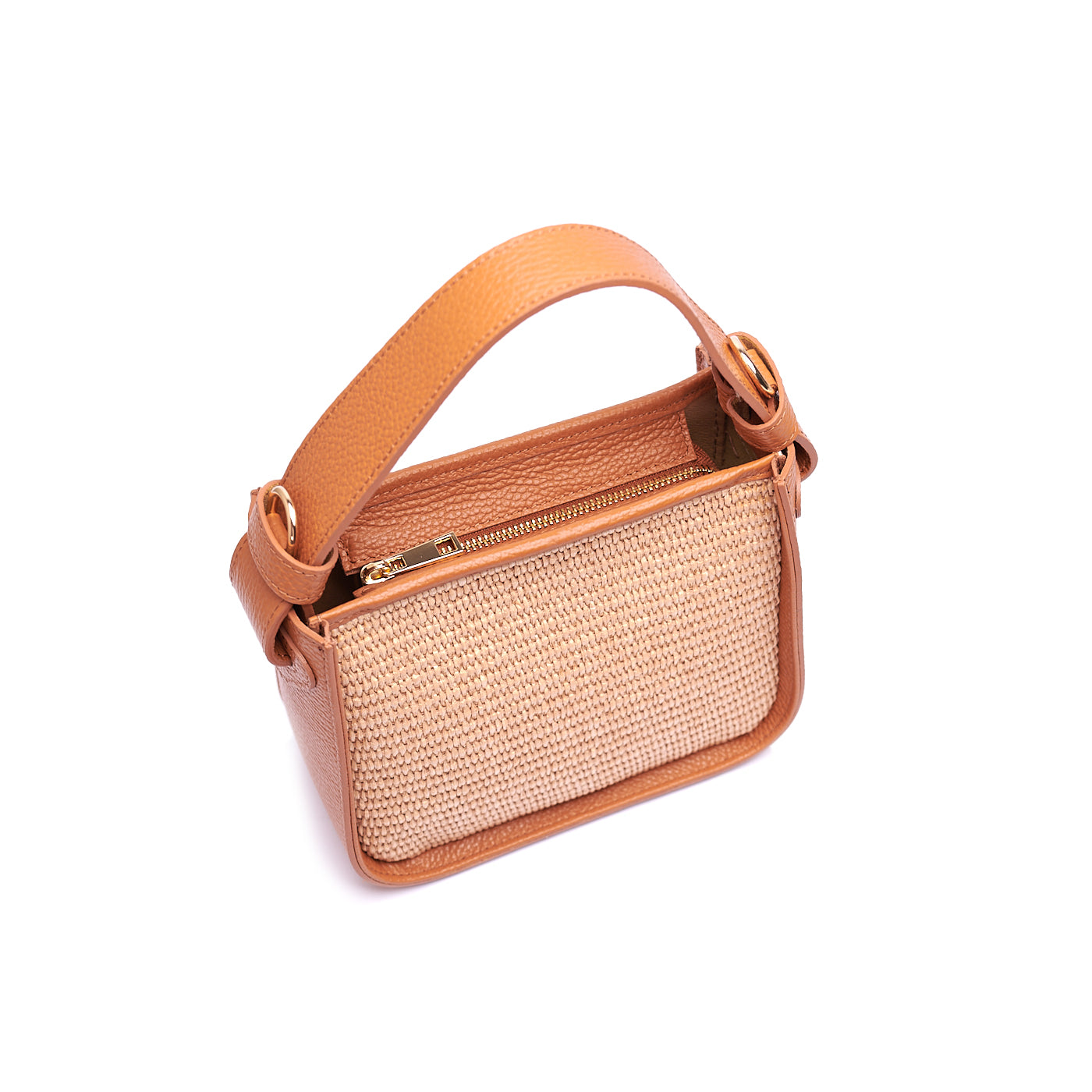 BORSA A SPALLA DA DONNA IN VERA PELLE E RAFIA CON TRACOLLA REGOLABILE MOD. CLARA-RAFIA