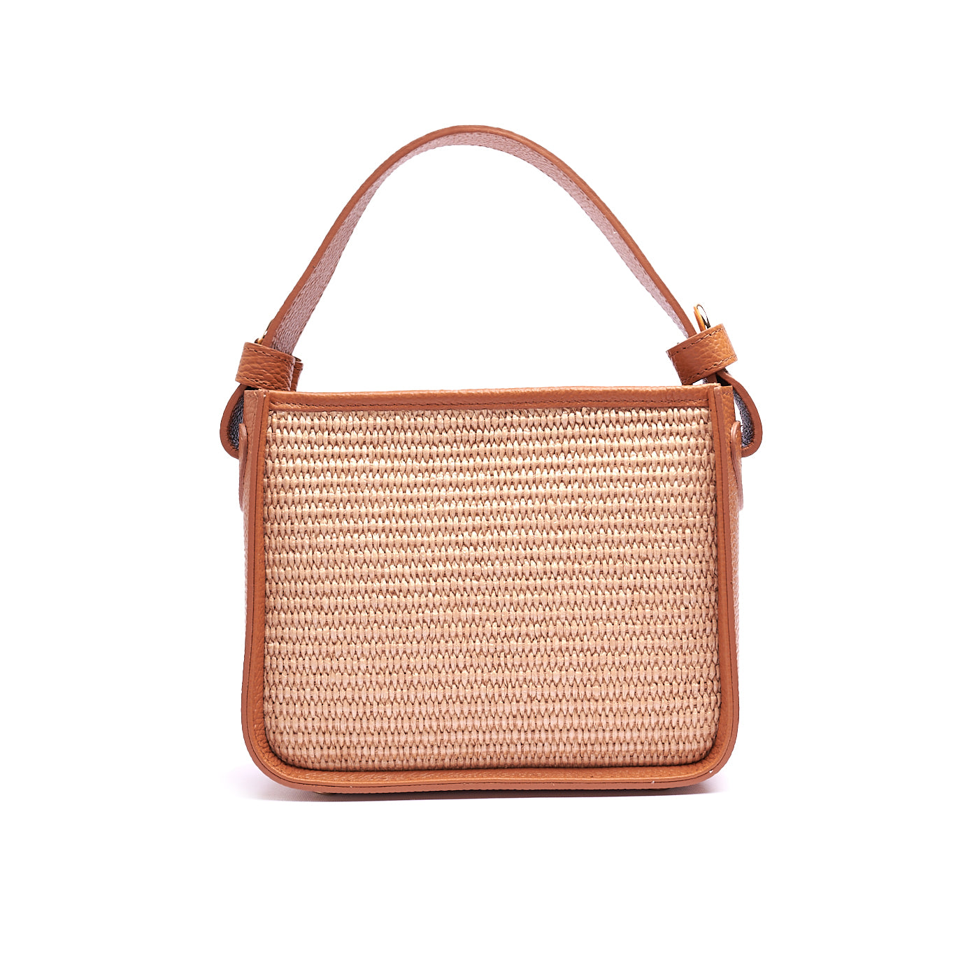 BORSA A SPALLA DA DONNA IN VERA PELLE E RAFIA CON TRACOLLA REGOLABILE MOD. CLARA-RAFIA