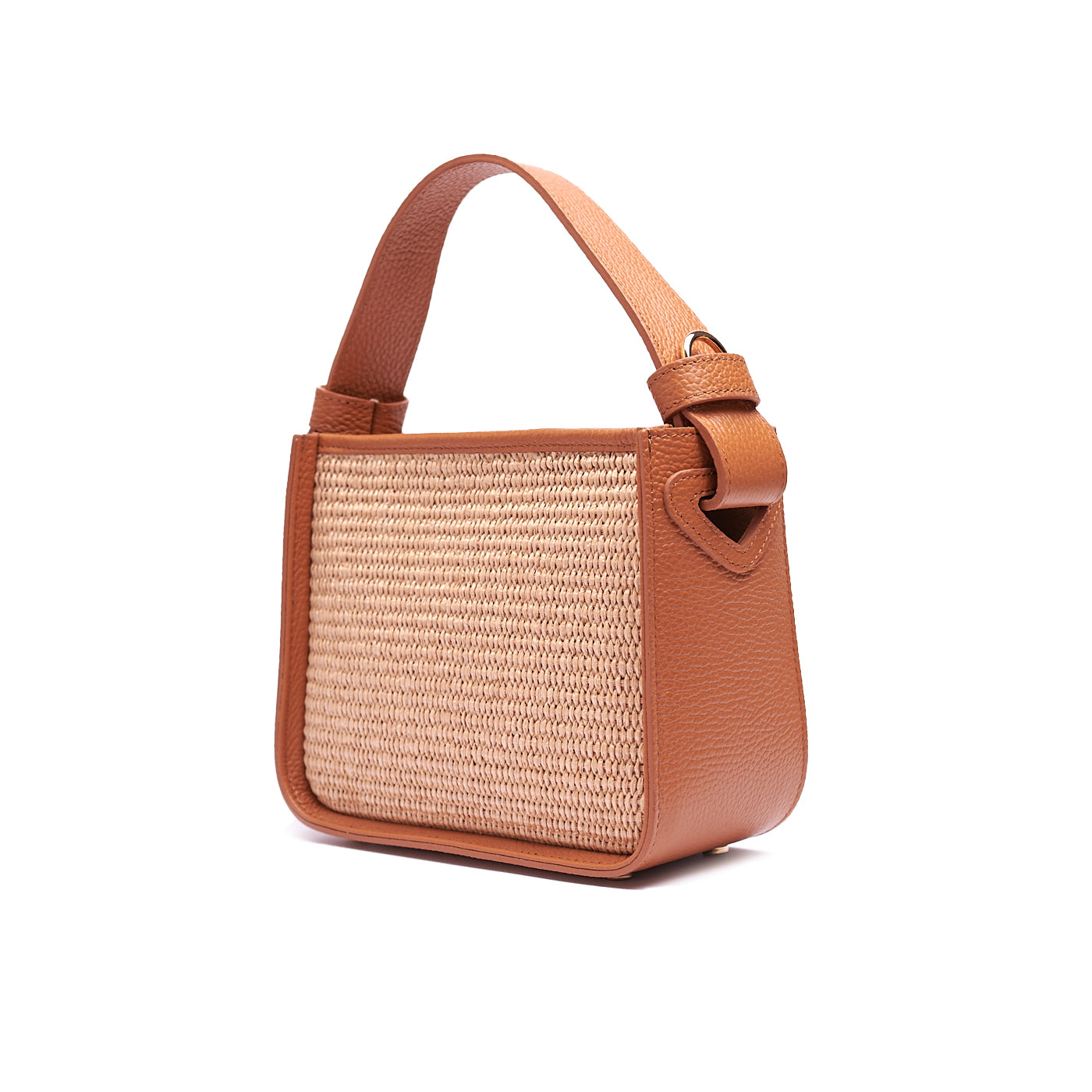 BORSA A SPALLA DA DONNA IN VERA PELLE E RAFIA CON TRACOLLA REGOLABILE MOD. CLARA-RAFIA