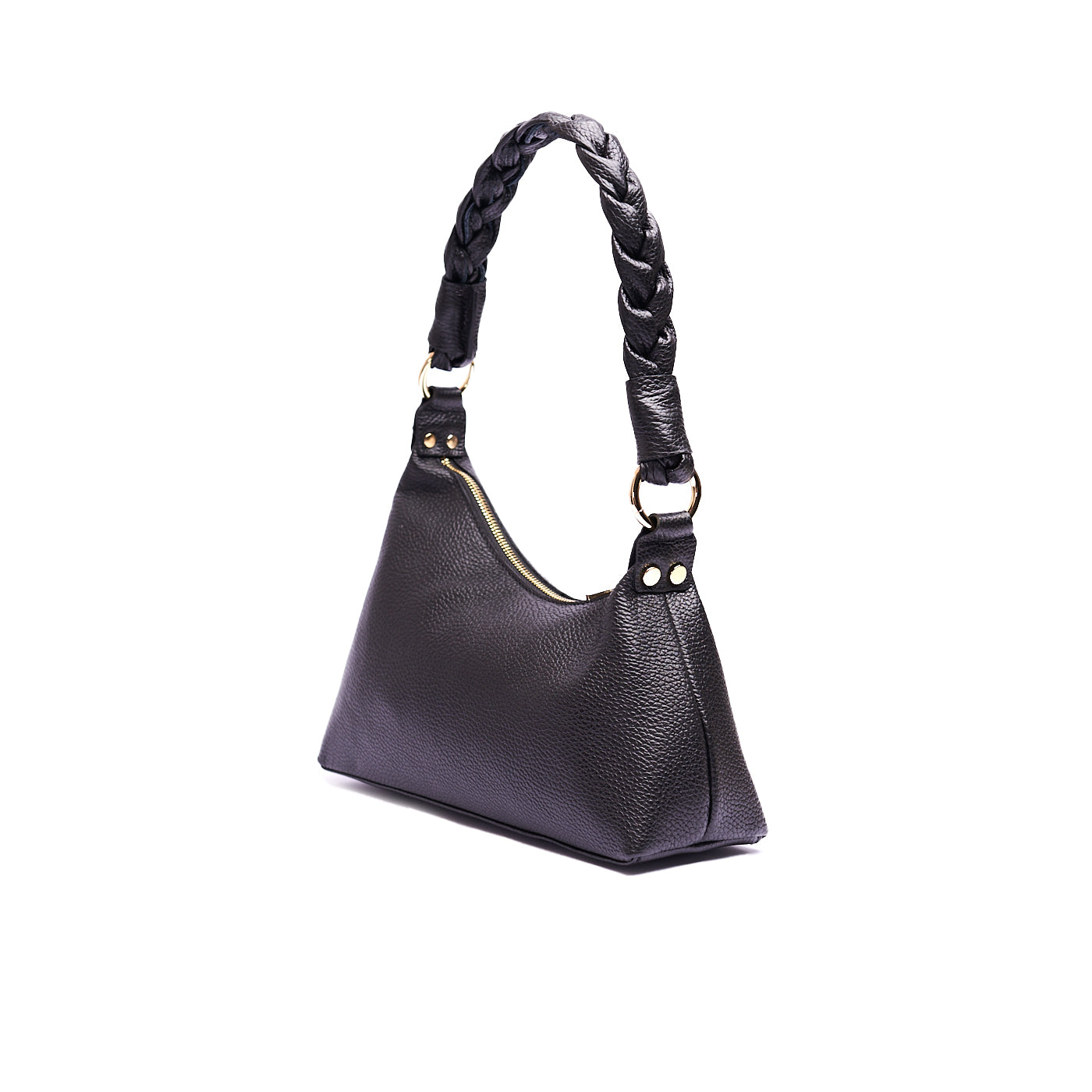 Borsa a spalla da donna in Vera Pelle con manico in Pelle intrecciato MOD. ALICE